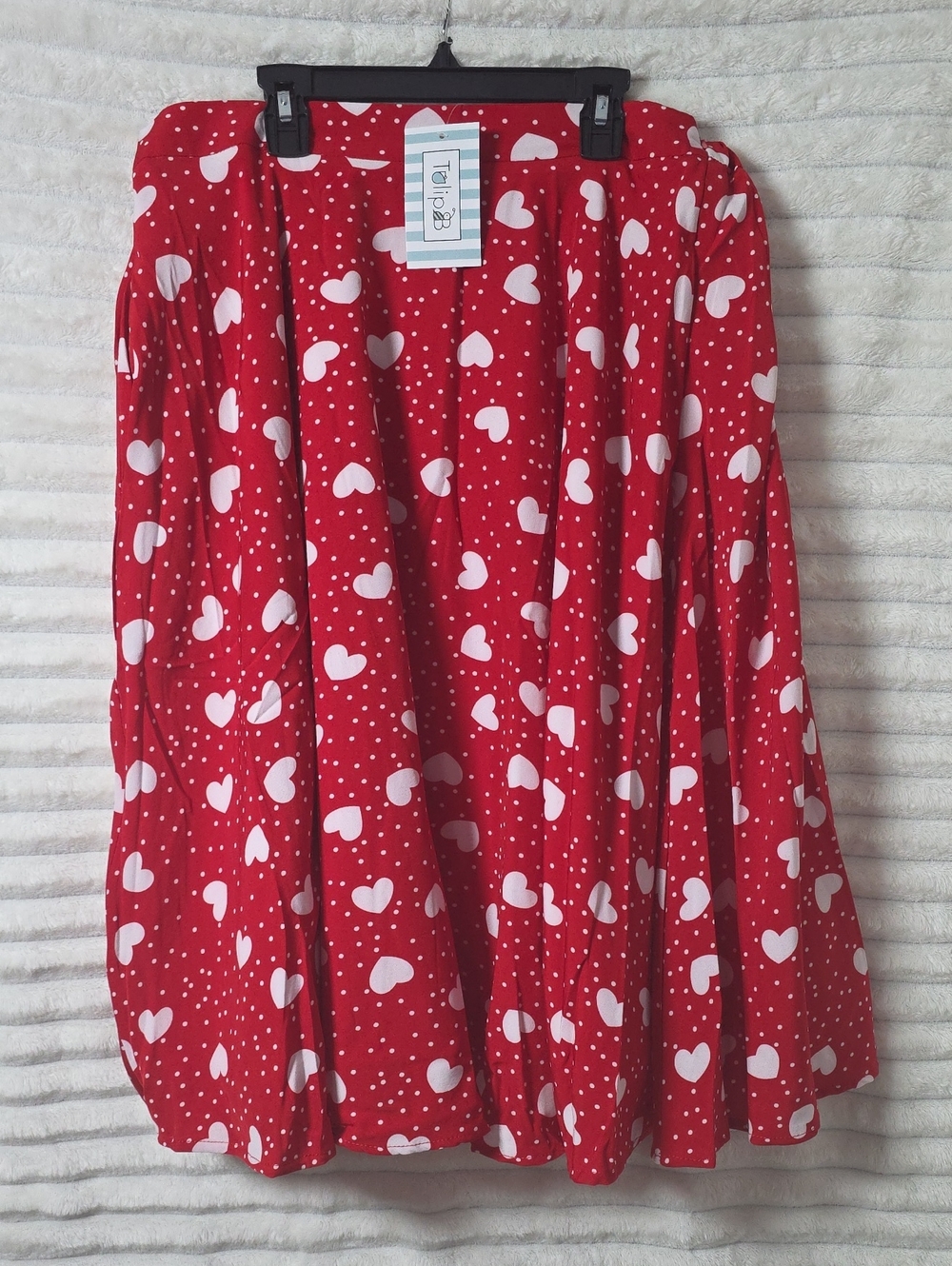 0305 Tulip B‎ Red Heart Print Skater Skirt